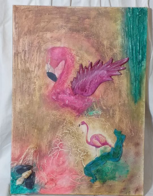 Painting on canvas "Flamingo" No 01